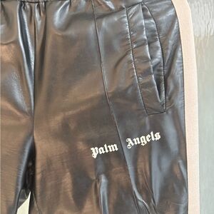 Palm Angels Black Leather Joggers